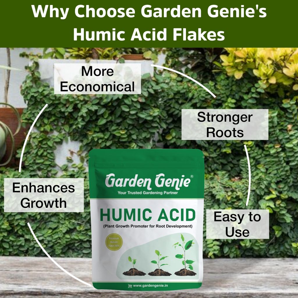Garden Genie Humic Acid for Plants (Potassium Humate Flakes 98%) 380g | Plant Growth Enhancer, Soil Conditioner, Improves Plant Root System