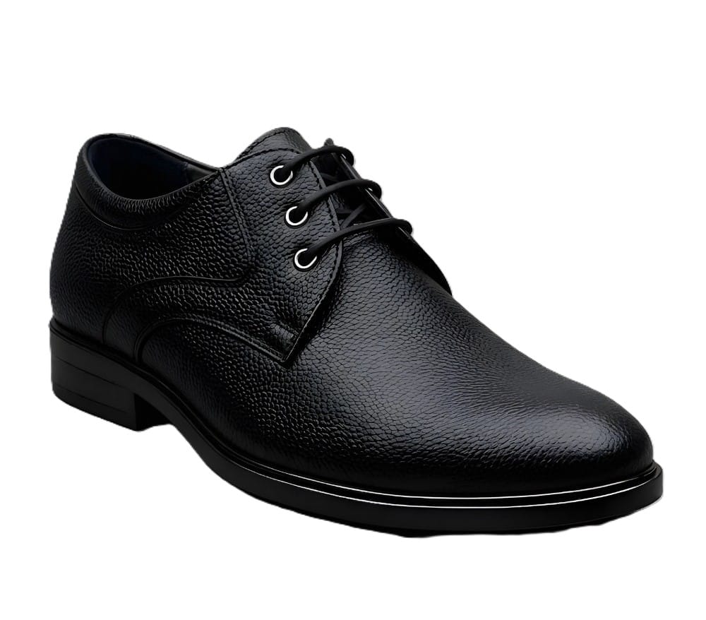 Men's Synthetic Leather Solid Lace-Up Formal Shoes (Black) - Style 67986