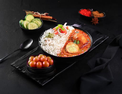 Amritsari Egg Tadka Rice Bowl + Gulab Jamun