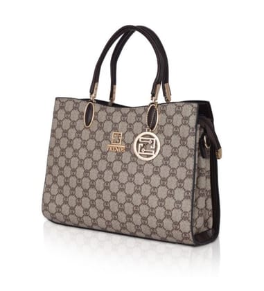 Women's Faux Leather Printed Handbag (Coffee)