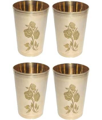 A & H ENTERPRISES Daily Use Brass Glasses Set 250 ml ( Pack of 4 )