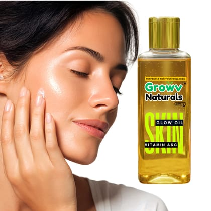 Growv Naturals Skin Glow Oil for Women | 100% Natural Face & Body Oil | Vitamin C & A Enriched | Brightening, Nourishing & Tan Removal | Chemical-Free Skincare – 100ml