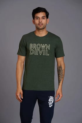 Brown Devil Printed Green T-Shirt for Men