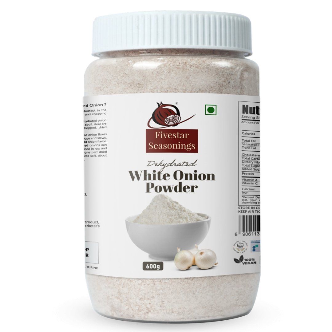 Fivestar Seasoning Dry White Onion Powder 600g, 100% Natural, No Preservatives, Rich in Iron, Easy to Cook, 0% Trans-Fat Seasoning 