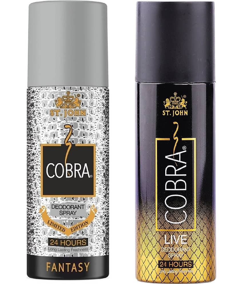 ST.JOHN Cobra Fantasy & Live Long Lasting Deodorant Spray for Men 150ml- Pack of 2