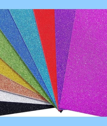 ECLET A4 Glitter Foam Sheet Sparkles (Self Adhesive) 2 mm Thick 10 Different Color, for Art & Craft