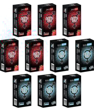 NottyBoy Extra Thin and Strawberry Flavoured Condoms - 100 Units