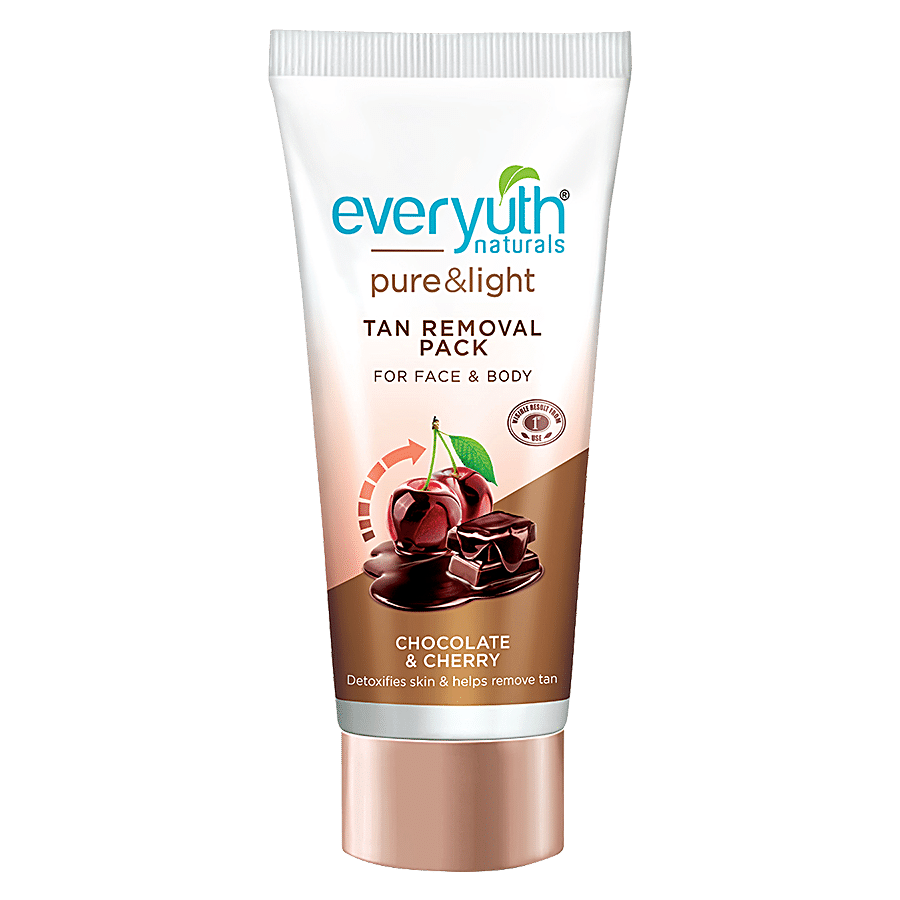Everyuth Naturals Pure & Light Tan Removal Pack - Chocolate & Cherry, For Face & Body, No Harmful Chemicals, 50 G Tube