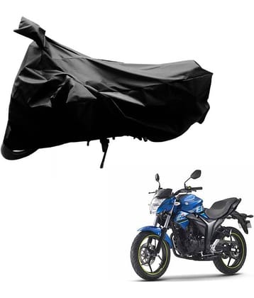 AutoRetail Dust Proof Two Wheeler Polyster Cover for Suzuki Gixxer (Mirror Pocket, Black Color)