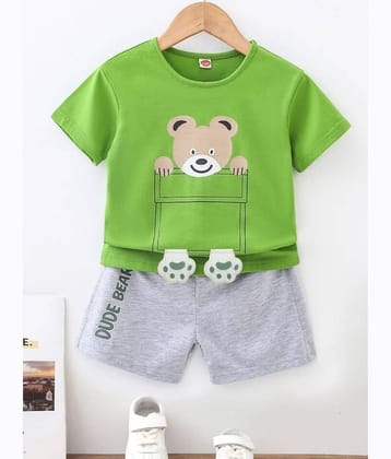MUSNAHGARMENT Pack of 1 Baby Boys Cotton T-Shirt & Shorts Set ( Green )