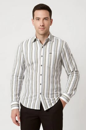 High Quality Poly Cotton Striped Shirt #61805