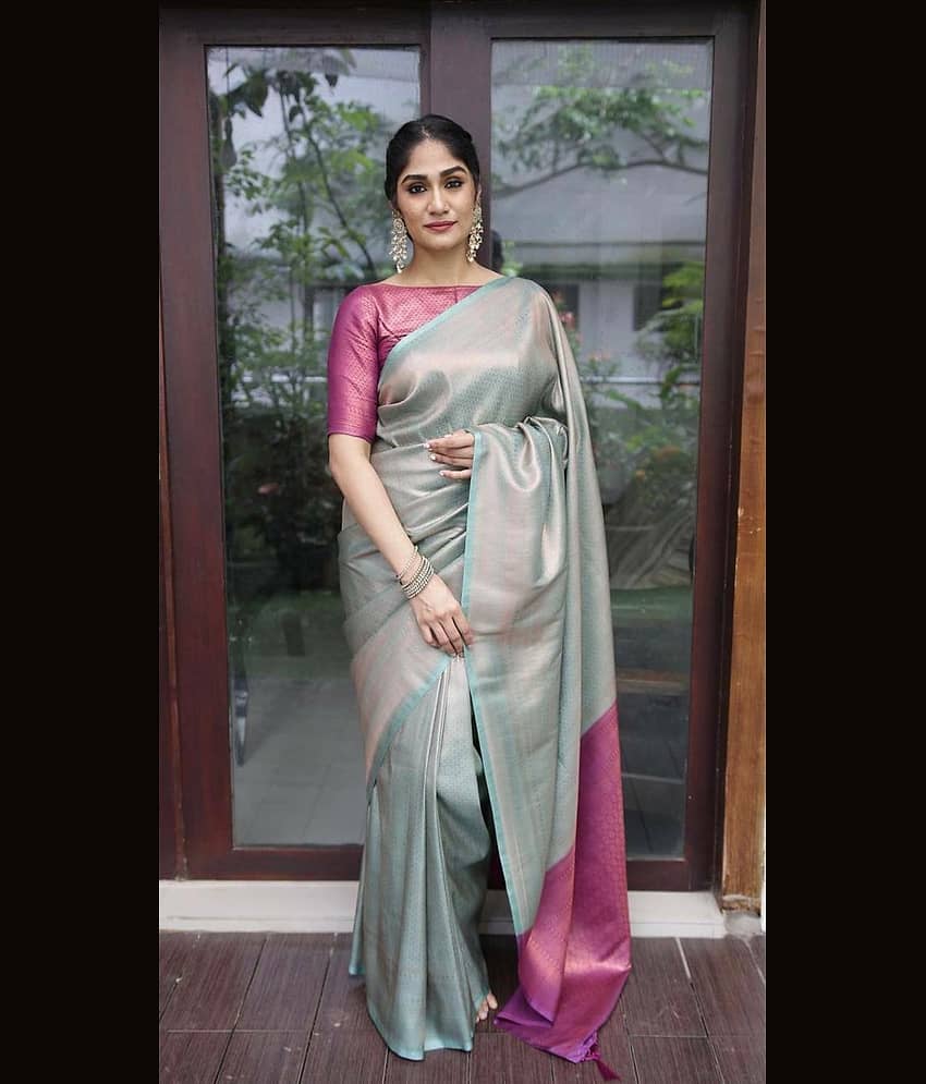 Vastukala Silk Woven Saree With Unstitched Blouse Piece ( Multicolor )