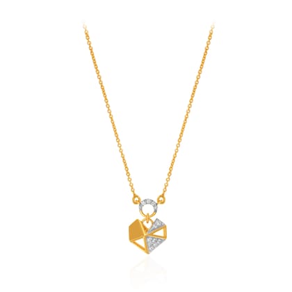 Senco Gold Geometric Heart Diamond Pendant (14K Yellow Gold /FG-SI /3.3 g /0.11 Ct)