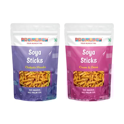PROMUNCH Combo Pack - Soya Sticks (Chatpata Masala , Cream Onion) - 30g Each