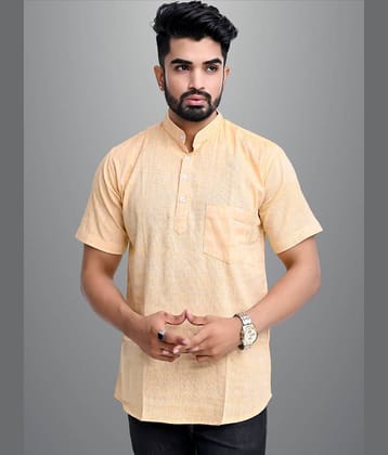 QuaClo - Beige Cotton Blend Men's Regular Kurta ( Pack of 1 )