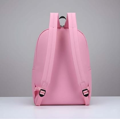 DARSHANS Unisex PU Leather Solid Medium Zipper Backpack (Pink)-PID65111 DARSHANS Unisex PU Leather Solid Medium Zipper Backpack (Pink)-PID65111