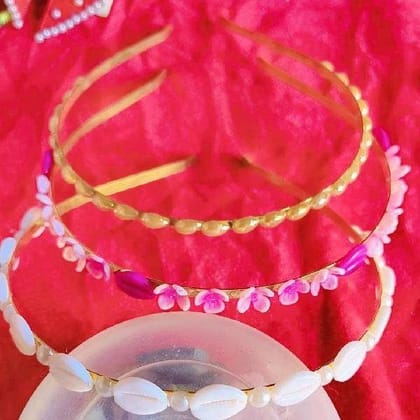 Premium Handmade Hair Bands White Cream Multi Color Festive Occasion