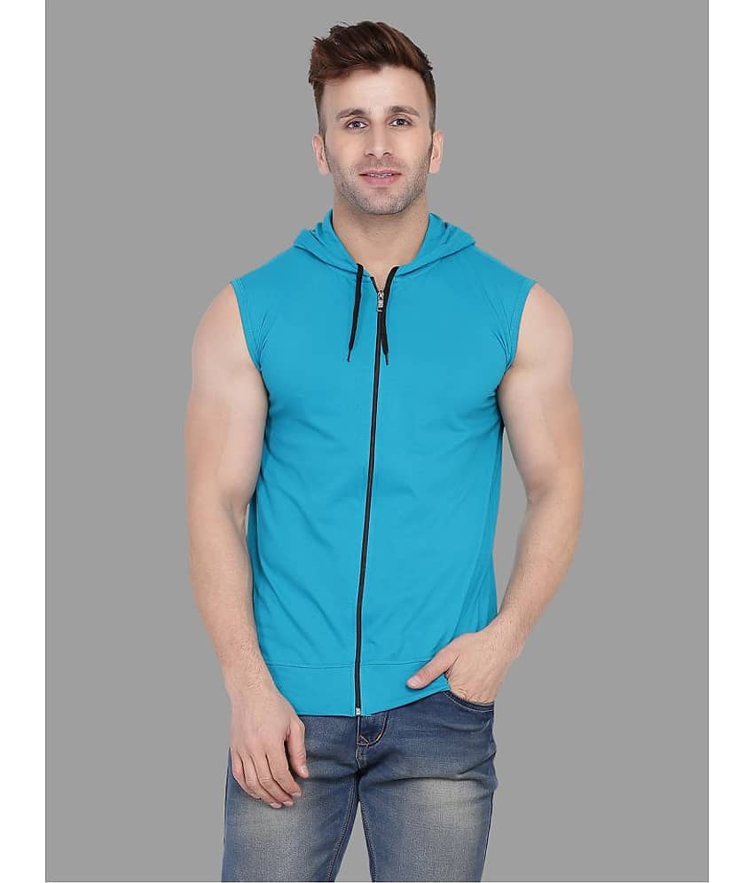 Tfurnish Cotton Blend Turquoise Solids T-Shirt