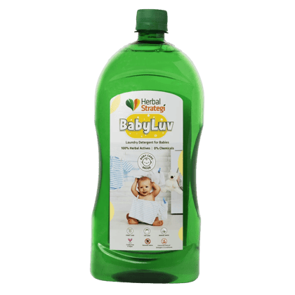 Herbal Strategi Natural Fabric Wash for Baby | Liquid Detergent for Top Load & Front Load Washing Machine | Suitable For All Fabrics | 1 Litre