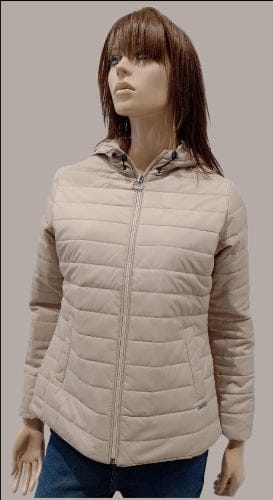 Women Fawn Full Sleeve Front Open Nylon Jacket With Cap-201 / Fawn / XXL