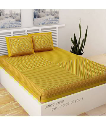 Uniqchoice Cotton 1 Double Bedsheet with 2 Pillow Covers ( Yellow )