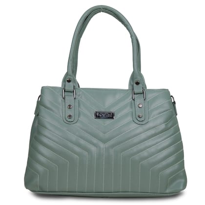 Jothi Arrowyn Premium Womens Handbag | 3-Compartment Quilted Synthetic Leather Tote | Semi-Gloss Finish | Water-Resistant | Soft Base | Olive Green