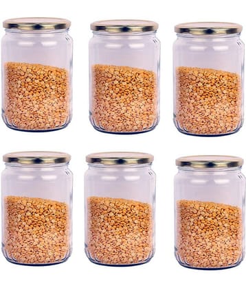 AFAST Coockes Jar Glass Multicolor Dal Container ( Set Of 6 )