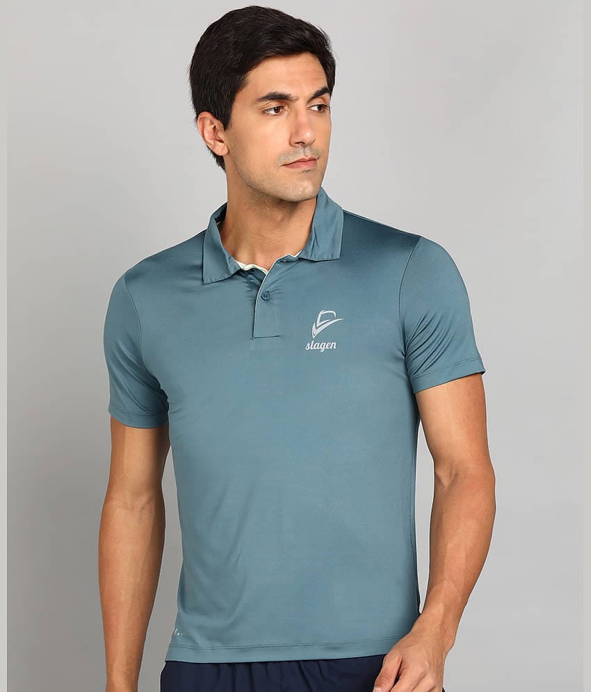 SLAGEN - Teal Blue Polyester Regular Fit Men's Sports Polo T-Shirt ( Pack of 1 )