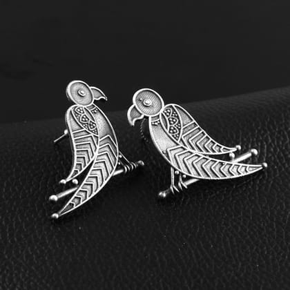 Bird Design Oxidised Studs | Sarichka