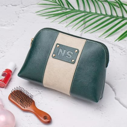PERSONALISED STRIPE MULTIPURPOSE POUCH - INITIALS - GREEN-Green