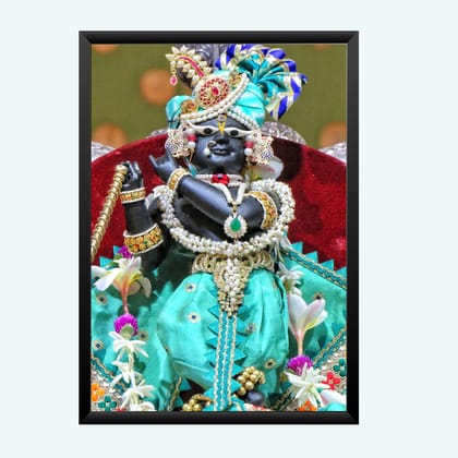 NOKKES Radha Raman ji Vrindavan Radha Raman Thakur Ji Black Photo Frames Religious Photo frame 5X7 Inch Photo Frame_QWW102