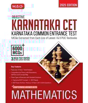 MTG Objective Karnataka CET Mathematics Book For 2025 KCET Exam | KCET Topicwise Comprehensive Theory with 10 Previous Years Solved Question Papers & 6000+ MCQs | KCET PYQs Question Bank