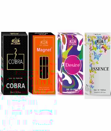 ST.JOHN Cobra ,Magnet,Desire & Essence Pocket Perfume For Men 10ml Each (40ml) - Pack of 4