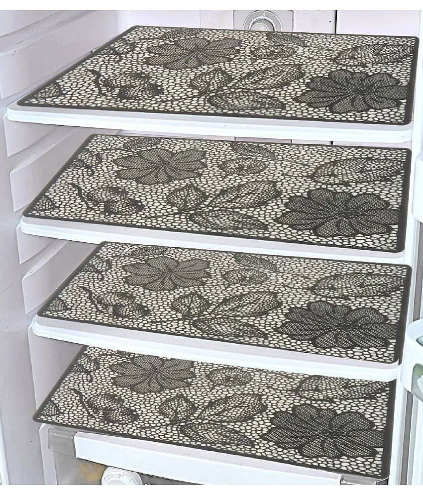 Crosmo PVC Floral Fridge Mats ( 43 28 ) Pack of 4 - Gray