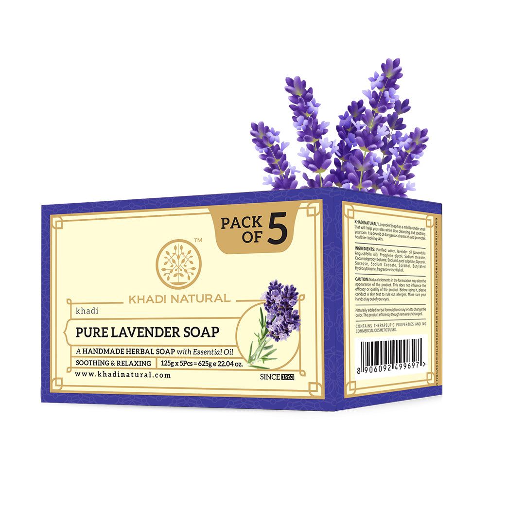 Khadi Natural Herbal Pure Lavender Soap Combo Pack Of 5 – 125gm Each