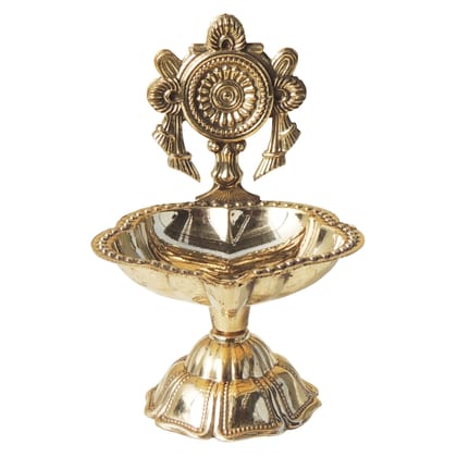 Brass Table Decor Oil Lamp, Shankh Deepak  - Devotional Deepak for Puja Rituals, Height : 3.5 Inch (FMAS777 C)