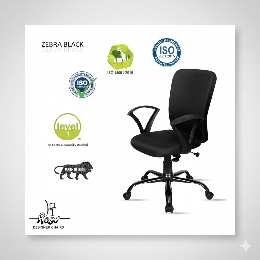 ROSE Zebra Mid-Back Office Chair (Fabric Material)