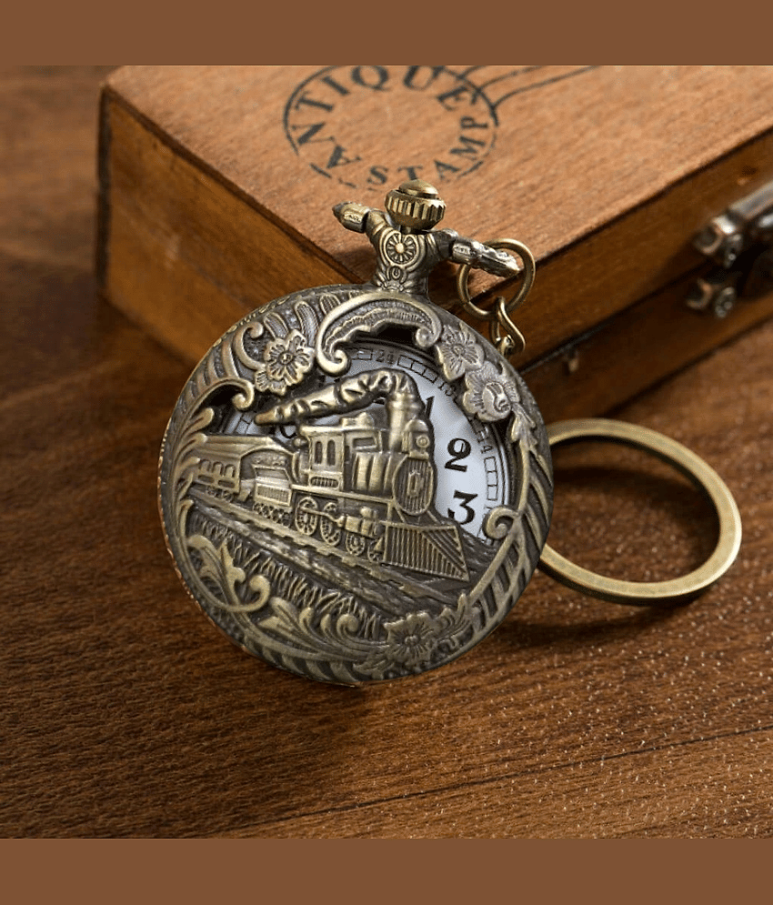 Gala Time Antique Engine Theme Pocket Watch Keychain For Travelers,Kid,Teen,Men Women Gift Keychain ( Pack of 1 )