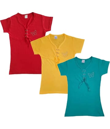 COOLTEES4U Pack of 3 Girls 100% Cotton Top ( Multicolor )