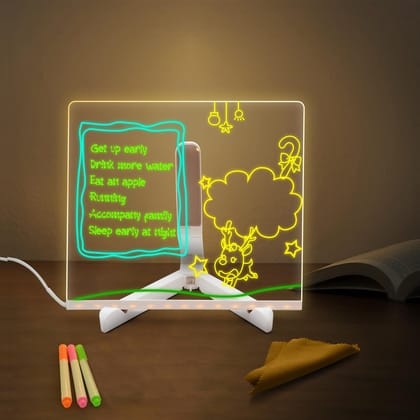 Shayona 3D Acrylic Writing Pad With Pen Message Board Rewritable Table Lamp For Study Led Light Office Home Decor Gift-inch