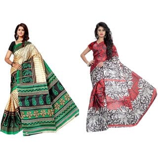 SVB Saree Multicolour Taffeta Silk Saree Without Blouse Piece