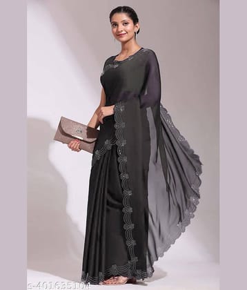 Shivadit ethnic Georgette Self Design Saree With Unstitched Blouse Piece ( Teal )