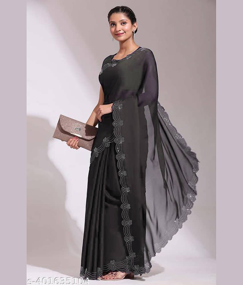 Shivadit ethnic Georgette Self Design Saree With Unstitched Blouse Piece ( Teal )