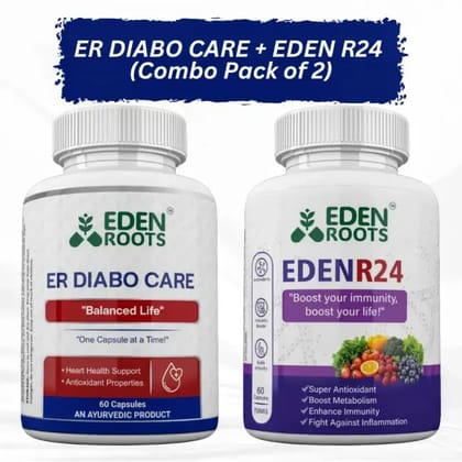 ER DIABO CARE + EDEN R24 60 Capsules Combo Pack Of 2 ER DIABO CARE + EDEN R24 60 Capsules Combo Pack Of 2