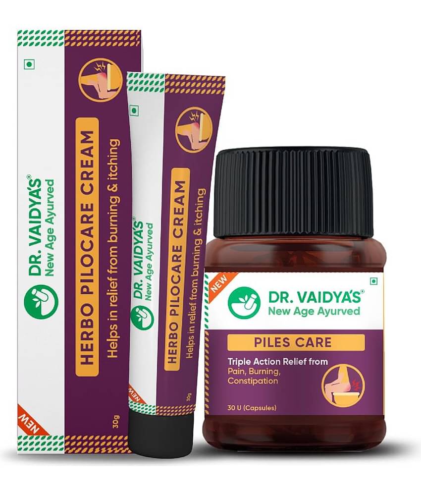 Dr. Vaidya's Piles Management Combo (1 Piles Care, 30 Capsules each + 1 Herbo Pilocare Cream, 30 gm)