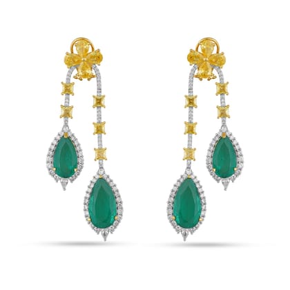 Aaliyah - Yellow & Green Dangler Earring