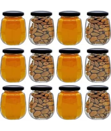 skwaion Glass Black Food Container ( Set of 12 )
