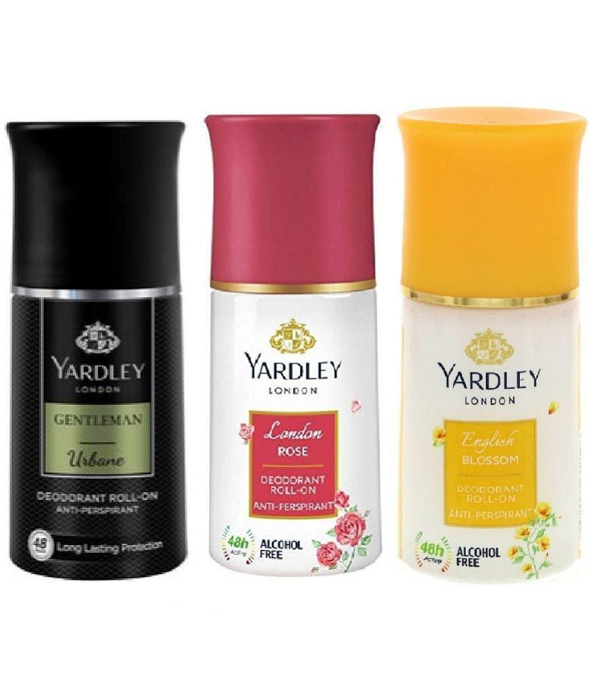 Yardley London - 1 URBAN, 1 ROSE & ENGLISH BLOSOOM Deodorant Roll-ons for Men,Women 150 ml ( Pack of 3 )