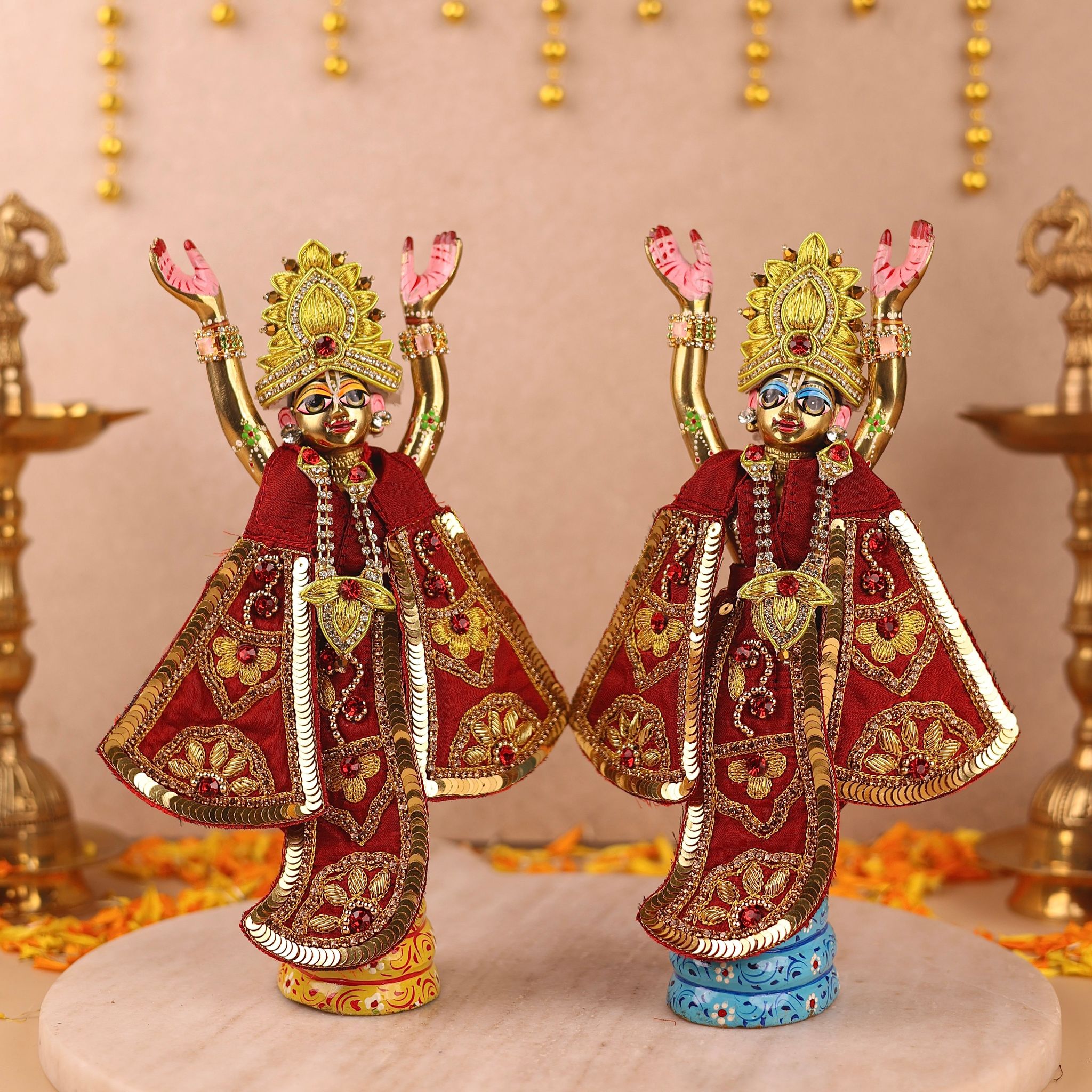 Divya Raas Maroon Dhoti Patka for Gaur Nitai-Without Shringar / 2 inch