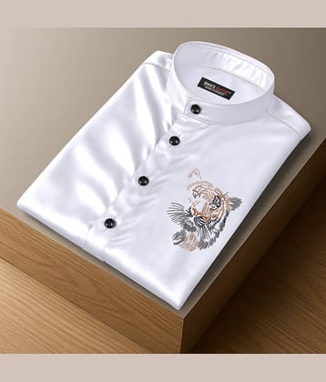 MAN'S SUITUP Satin Regular Fit Printed Full Sleeves Men's Casual Shirt - Black ( Pack of 1 )